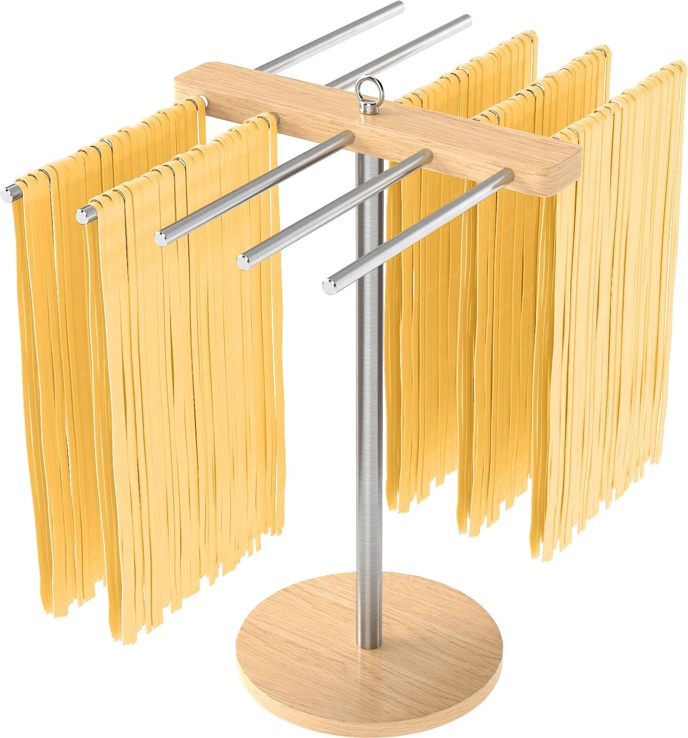 STWWO Pasta Drying Rack, Stable Pasta Drying Rack Collapsible for Fresh Spaghetti, 304 Stainless Steels Arms Prevents from Sticking, Large Drying Rack for Homemade Noddles, Tagliatelle, Fettuccine