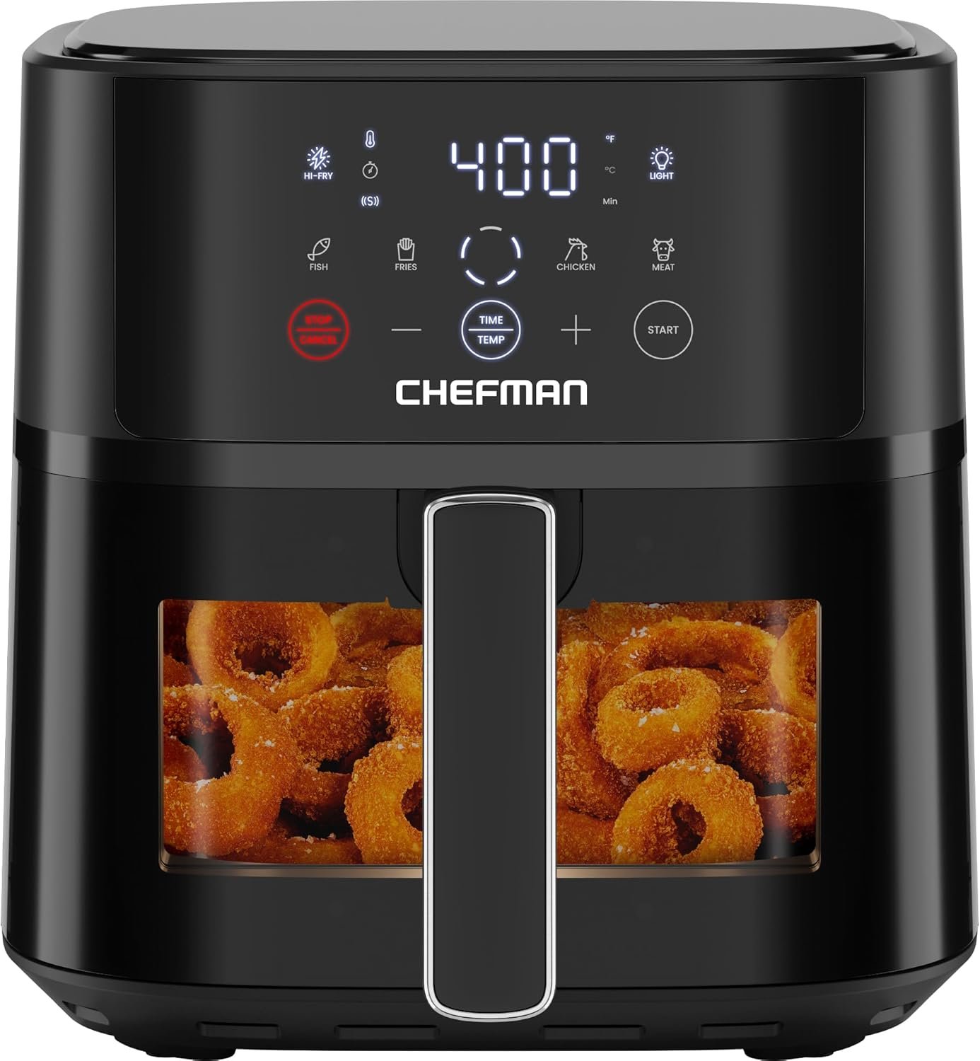 Chefman Air Fryer – 6 QT Compact Airfryer for Quick & Easy Meals, Features Hi-Fry Technology for Extra Crisp, Easy-View Window, Touch Controls with 4 Presets, Nonstick & Dishwasher Safe Basket – Black