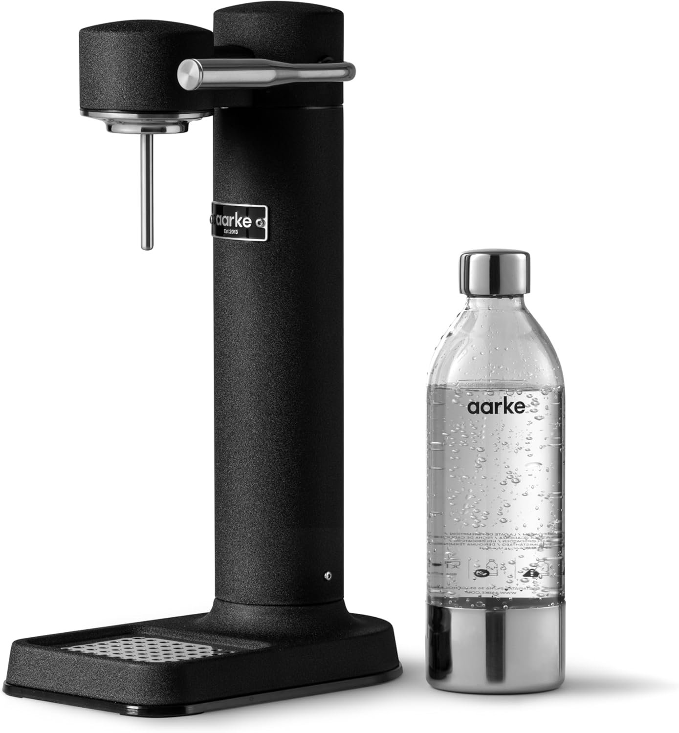 Aarke Carbonator 3 – Premium Sparkling Water Maker, Matte Black | Stainless steel, Cordless soda maker for home, Carbonated water machine, BPA-free PET bottle included