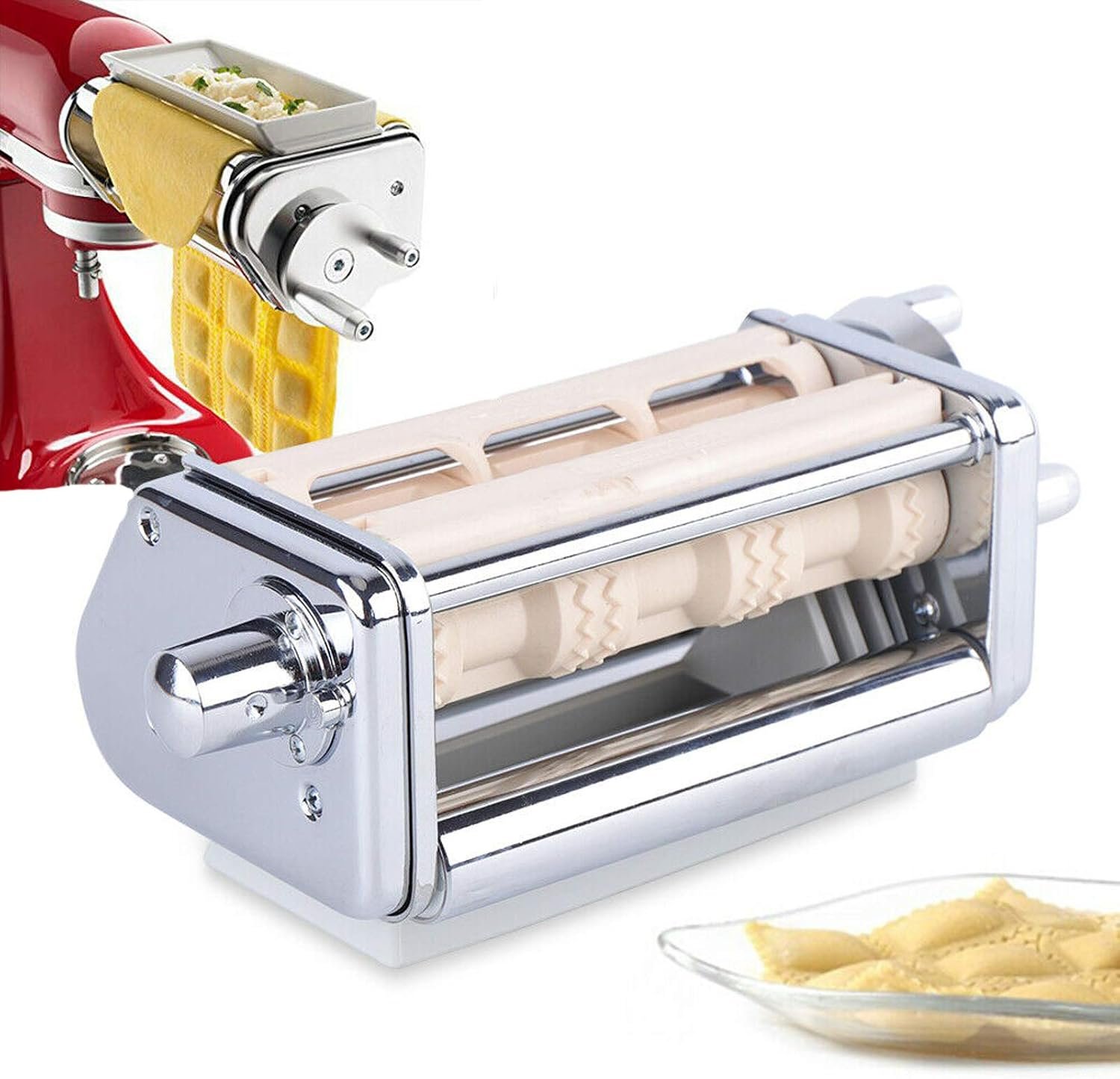 Ravioli Maker Attachment Stainless Steel Kitchen Aid Tool For Stand Mixer Dumpling Maker Pasta Lasagna Spaghetti Wrapper Pastry Dough Cutter