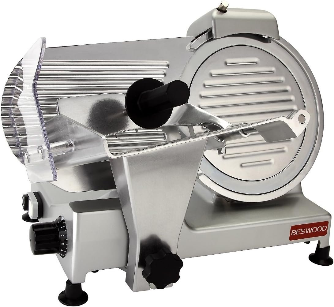 BESWOOD 10″ Electric Deli Meat Slicer, Cheese Food Slicer with Premium Chromium-plated Steel Blade, for Commercial and for Home Use 240W, BESWOOD250