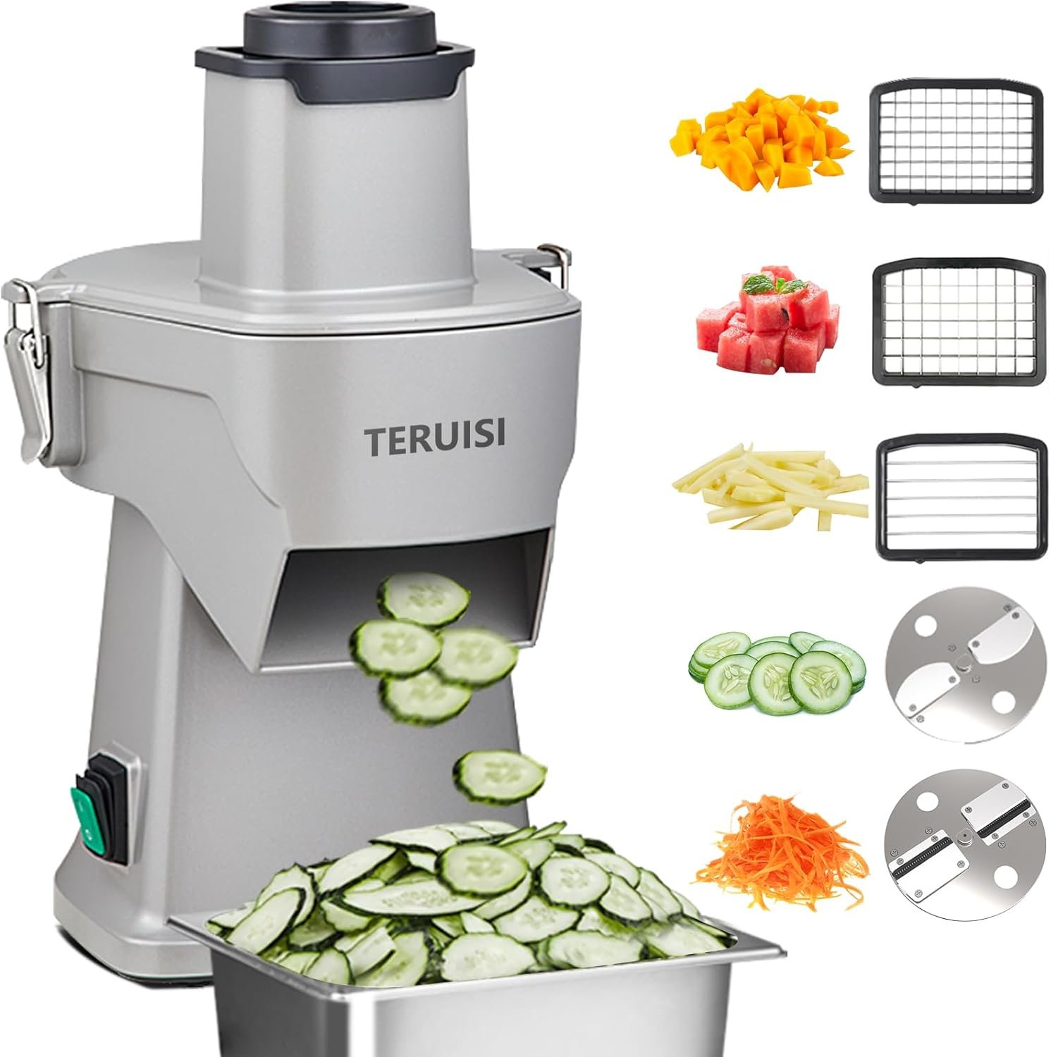 4-In-1 Electric Vegetable Chopper, 200W Vegetable Slicer Food Processor, Veggie Food Cutter With Slicing Shredding Dicing And Striping Function For Commercial Home Use,110V