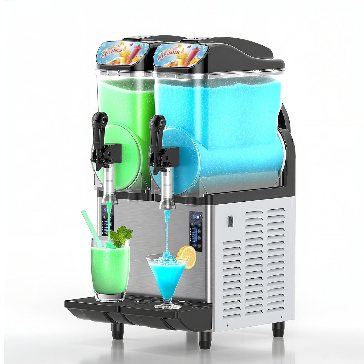 30L 8 Gal Commercial Margarita & Slushy Machine,1100W 110V Frozen Drink Maker Smoothie Machine for Bar,Electric Large Slushie Machine with Self-cleaning Mode,For Alcohol Beverage Cocktail Juice