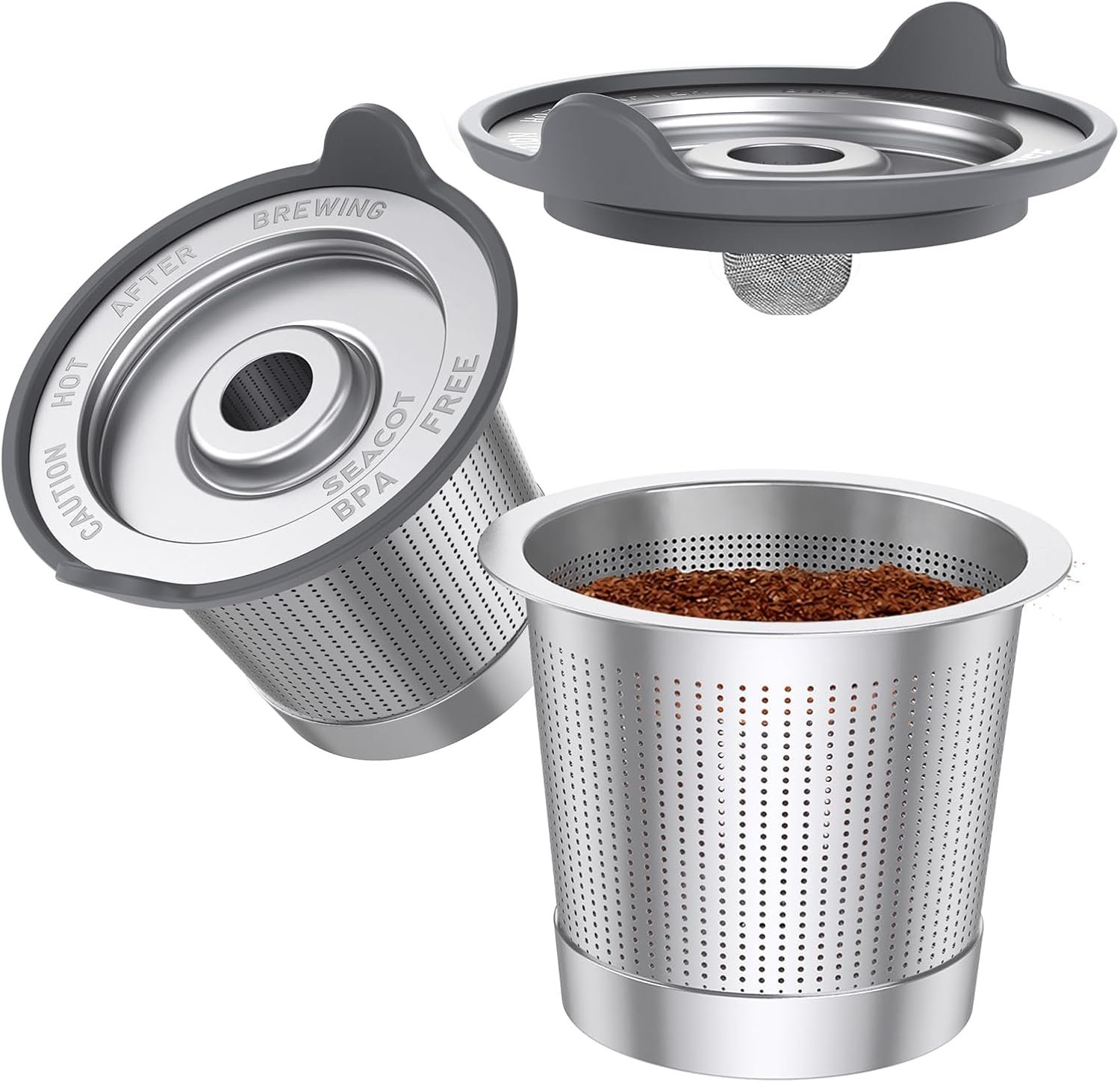 ComfortGrip™ Reusable K Cups for Keurig 1.0, 2 Pack Stainless Steel Coffee Pods with Anti-Scald Silicone Lid, 304 Food-Grade Steel, BPA-Free (Not for K-Slim/K-Supreme/Keurig 2.0)