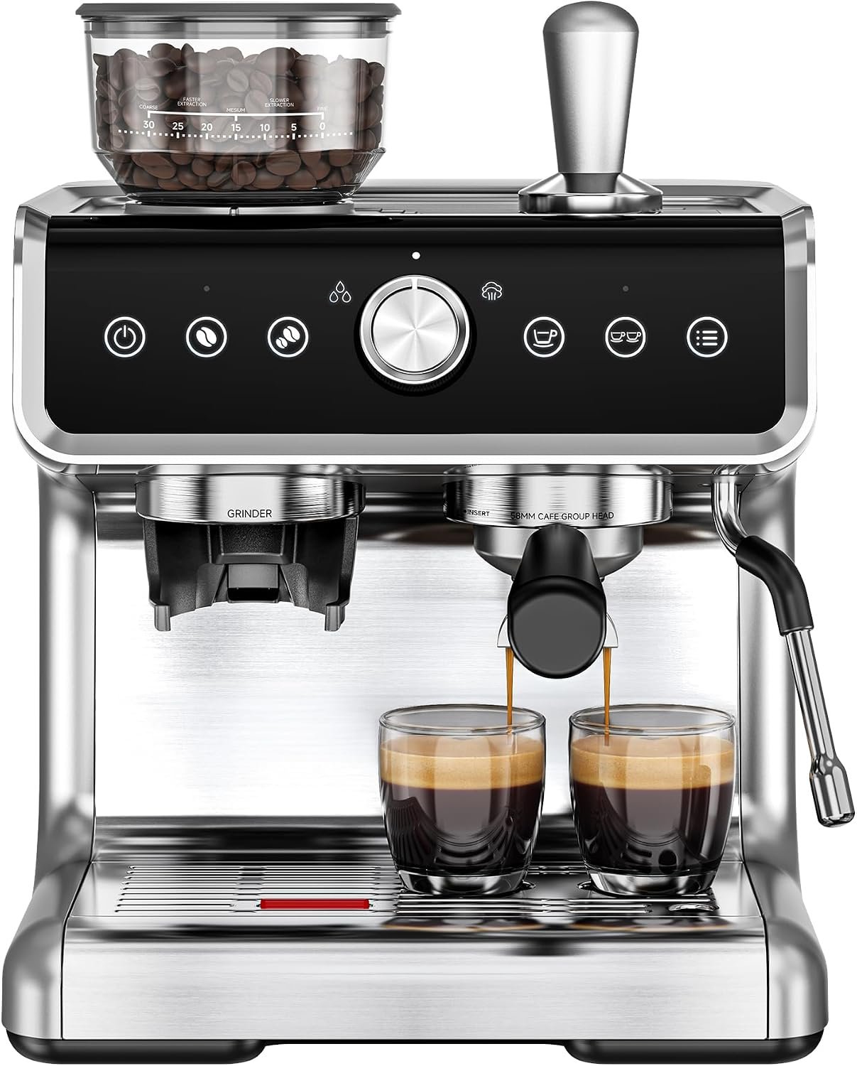 EUHOMY Espresso Machine with Grinder, 20 Bar Coffee Maker with Milk Frother Steam Wand, Professional Expresso Coffee Machines with Removable Water Tank, Latte & Cappuccino Machine for Home Barista