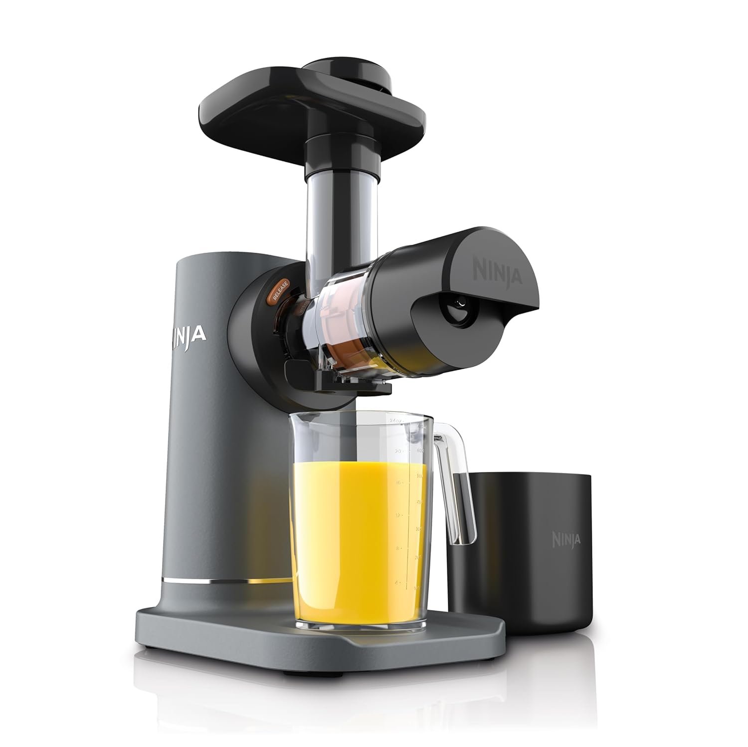 Ninja NeverClog Cold Press Juicer | Powerful Electric Slow Masticating Juicer with Pulp Control | XL Capacity | 24 oz. Juice Jug & 36 oz. Pulp Container | Dishwasher Safe | Charcoal | 150W | JC151​