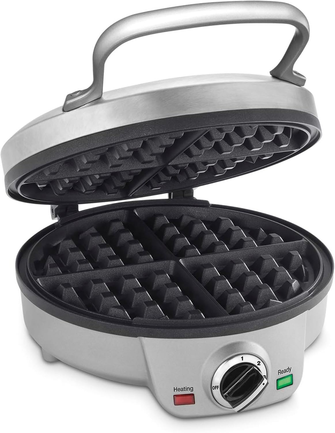 Cuisinart Belgian Waffle Maker, Round Waffle Iron, 6 Setting Adjustable Browning, Audible Alert, Nonstick Plates, WAF-200NAS