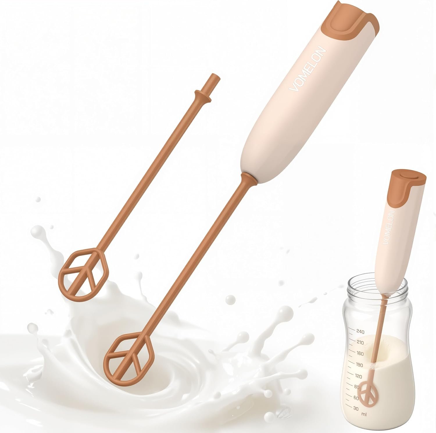 Handheld Electric Baby Formula Mixer with 2 Stirring Sticks, Battery Operated Bottle Mixer, Portable Low-Speed Stirrer for Baby Bottles, Formula, Protein Powder, Coffee, Home, Travel and Office Use