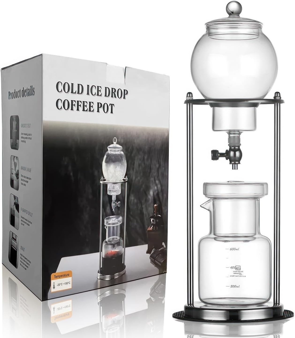 Cold Drip Coffee Maker – 20 oz Cold Brew Coffee Tower, Slow Drip Japanese Cold Brew Maker, Cold Brew Drip, Ice Coffee Tower