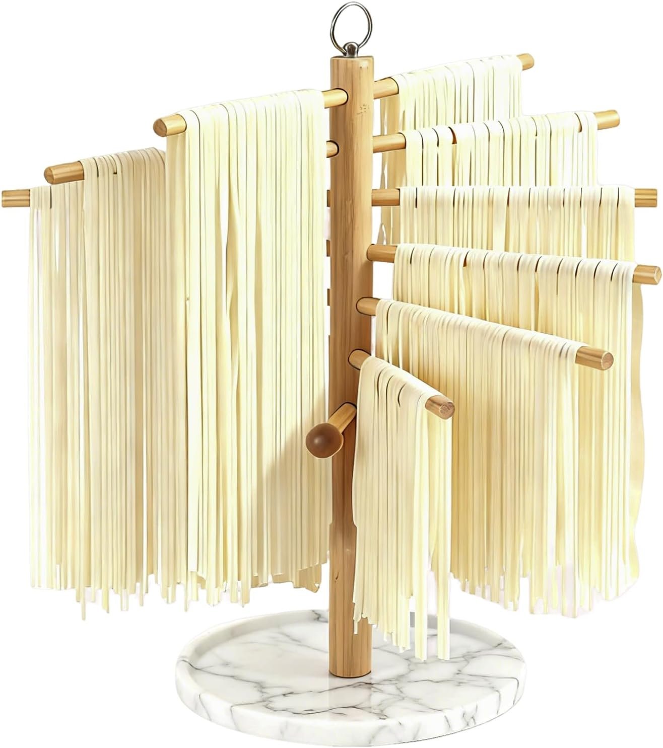 Pasta Drying Rack with Transfer Wand and 7 Bars, noodle drying rack Easy to Transfer for Drying Pasta and Cooking, Special Suspension Design for Large Storage pasta rack easy use pasta dryer