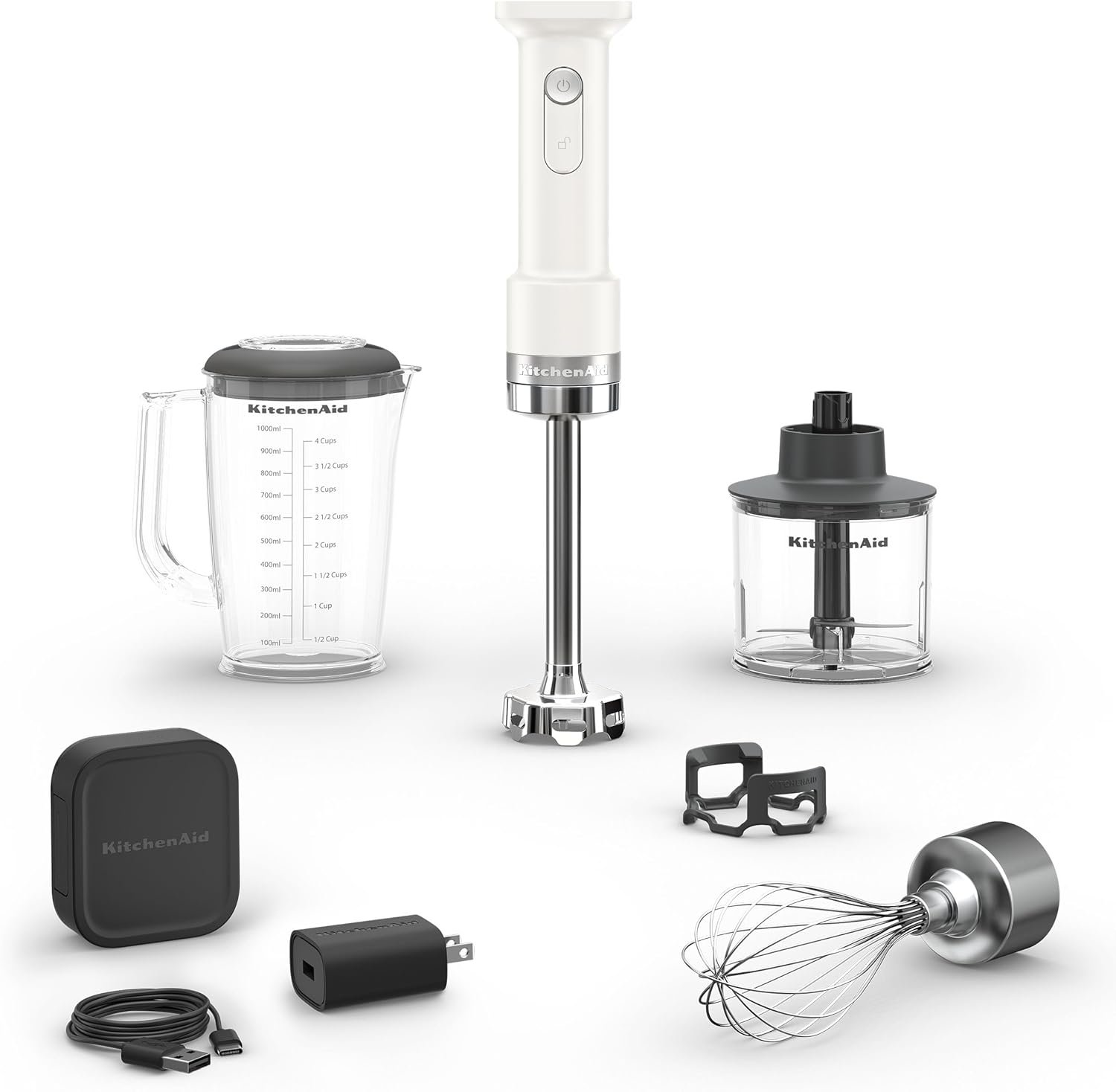 KitchenAid Go Cordless Hand Blender with Accessories – Battery Included, KHBRV75, Porcelain White