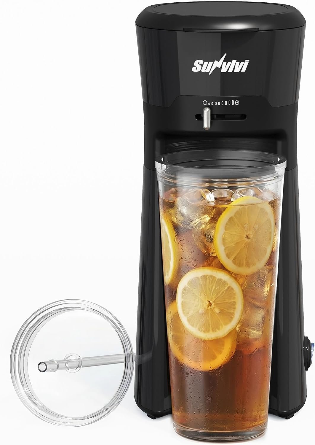 Iced Tea Maker Machine with 20OZ Pitcher, Cold Brew Coffee Maker with Reusable Filter, Strength Control for Flavor, Compact Single Serve Machine for Grounds/Tea for Home & Office, Black