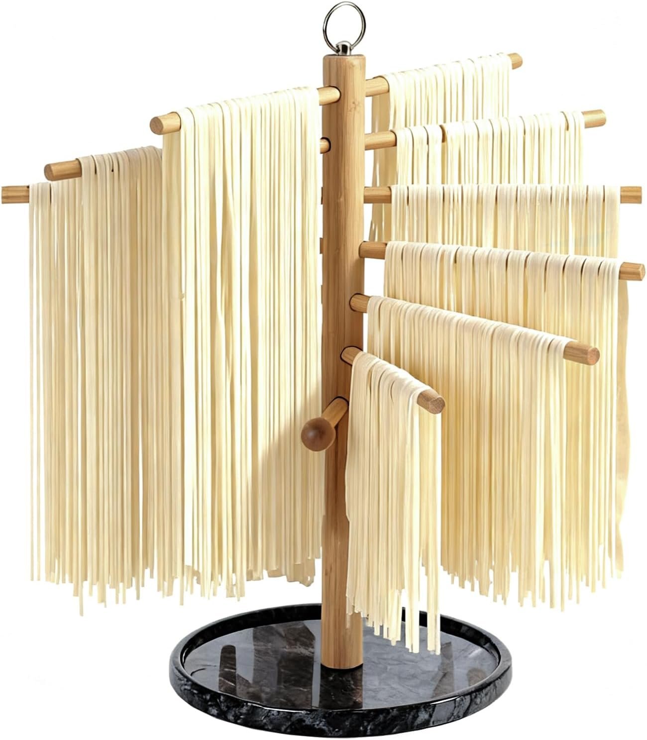 Pasta Drying Rack with Transfer Wand and 7 Bars, noodle drying rack Easy to Transfer for Drying Pasta and Cooking, Special Suspension Design for Large Storage pasta rack easy use pasta dryer