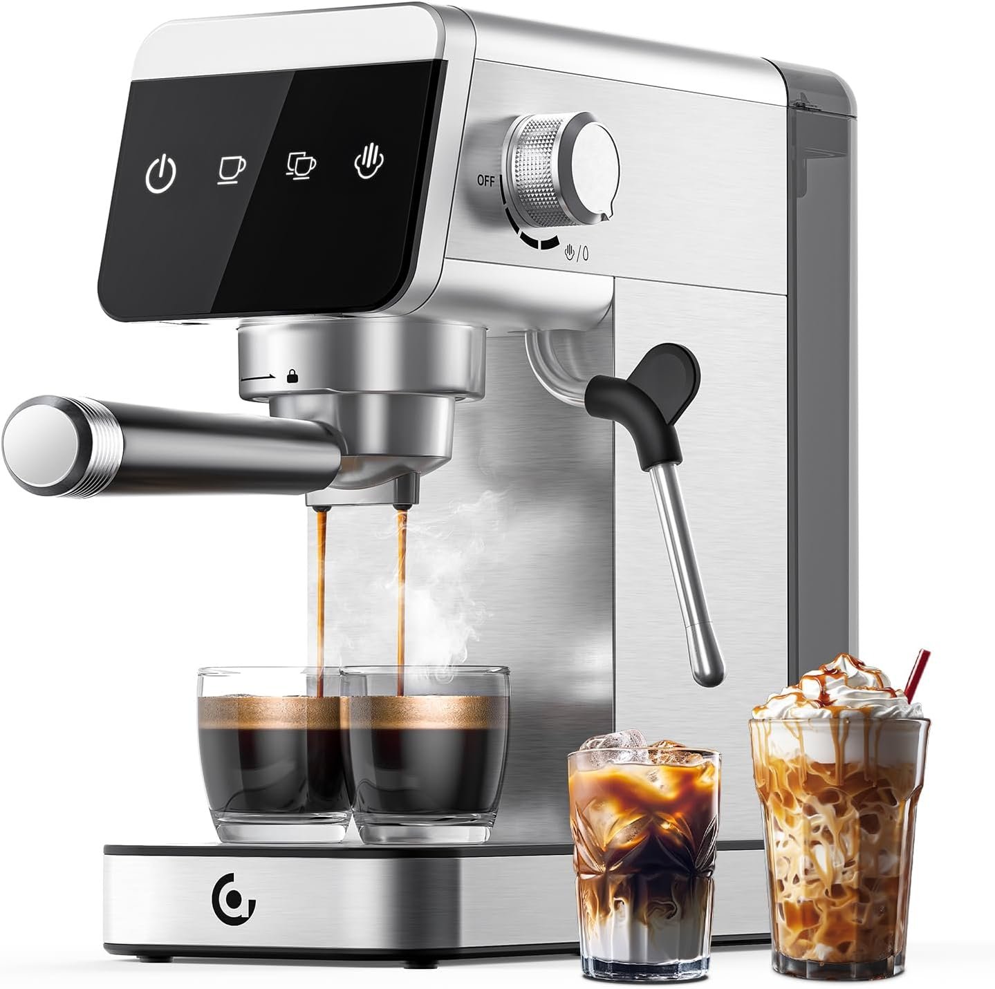 AMZCHEF Espresso Machine 20 Bar, Compact Coffee Maker with LED Touch Screen & Steam Milk Frother, Espresso Maker with 41oz Removable Water Tank for Home & Office, Coffee Machine for Cappuccino, Latte