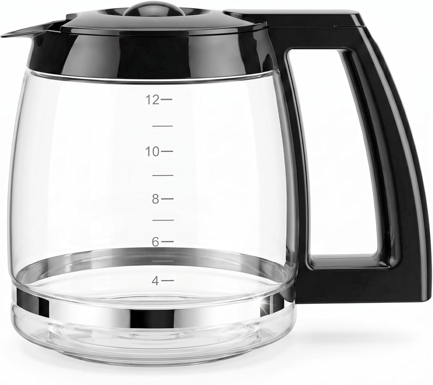 12-Cup Replacement Glass Coffee Carafe for Cuisinart Coffee Maker Models DCC-1200, DCC-1100BK, DCC-2650, CHW-12, CHW-12P1, DGB-550BK, DGB-550BK1, DGB-625BC, DGB-700BC, and SS-12 | Part# DCC-1200PRC