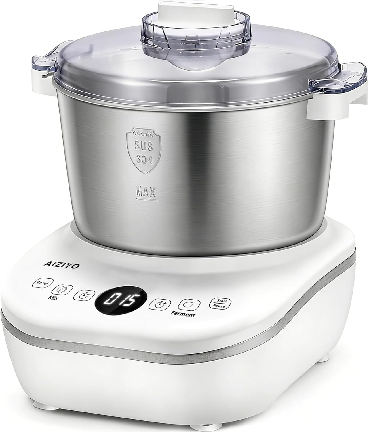 AIZIYO DoughChief, 7.4QT Dough Maker, Dough Mixer with Ferment Function, 304 Stainless Steel Bowl, Removeable lid, Face-up Touch Panel, Electric Dough Proofing Box for Pizza & Bread