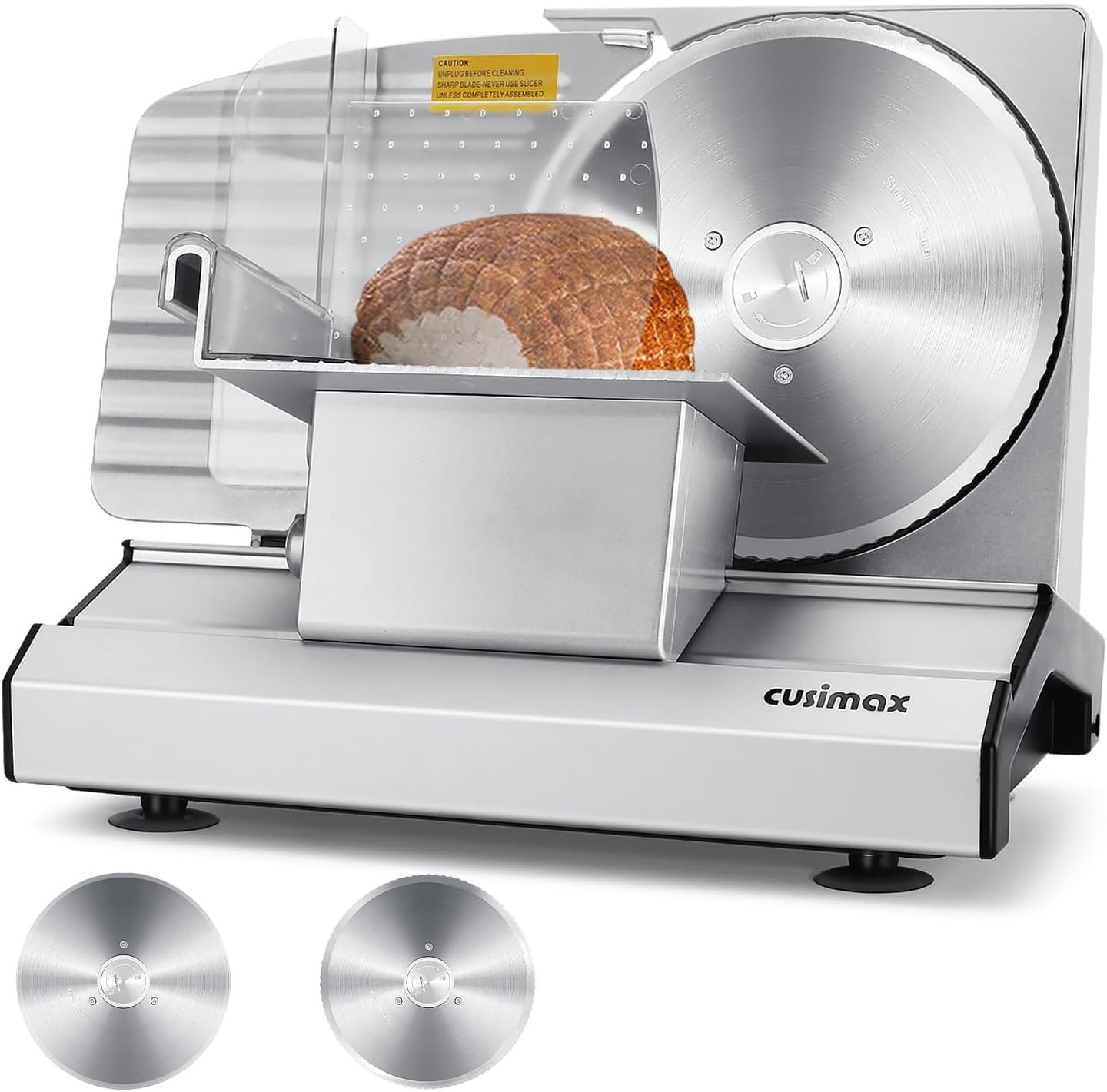 Meat Slicer,CUSIMAX Electric Deli Meat Slicer with 2 Removable 8.7”Stainless Steel Blades,Removable Food Carriage,1-20mm Adjustable Thickness Food Slicer for Home,Easy for Cut Meat,Cheese,Bread