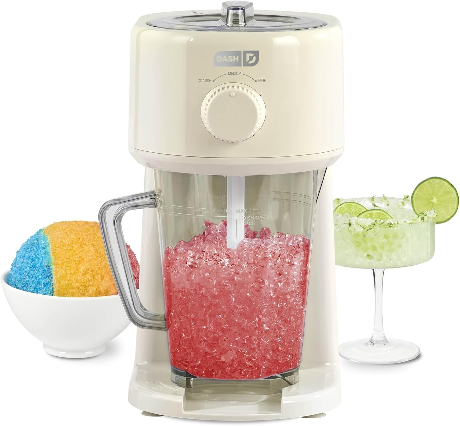 Dash Deluxe Shaved Ice & Slushy Maker with Serving Pitcher, 1L, Multi-Purpose Ice Shaver Machine for Homemade Shaved Ice, Snow Cones, Slushies, Cocktails & More – Cream