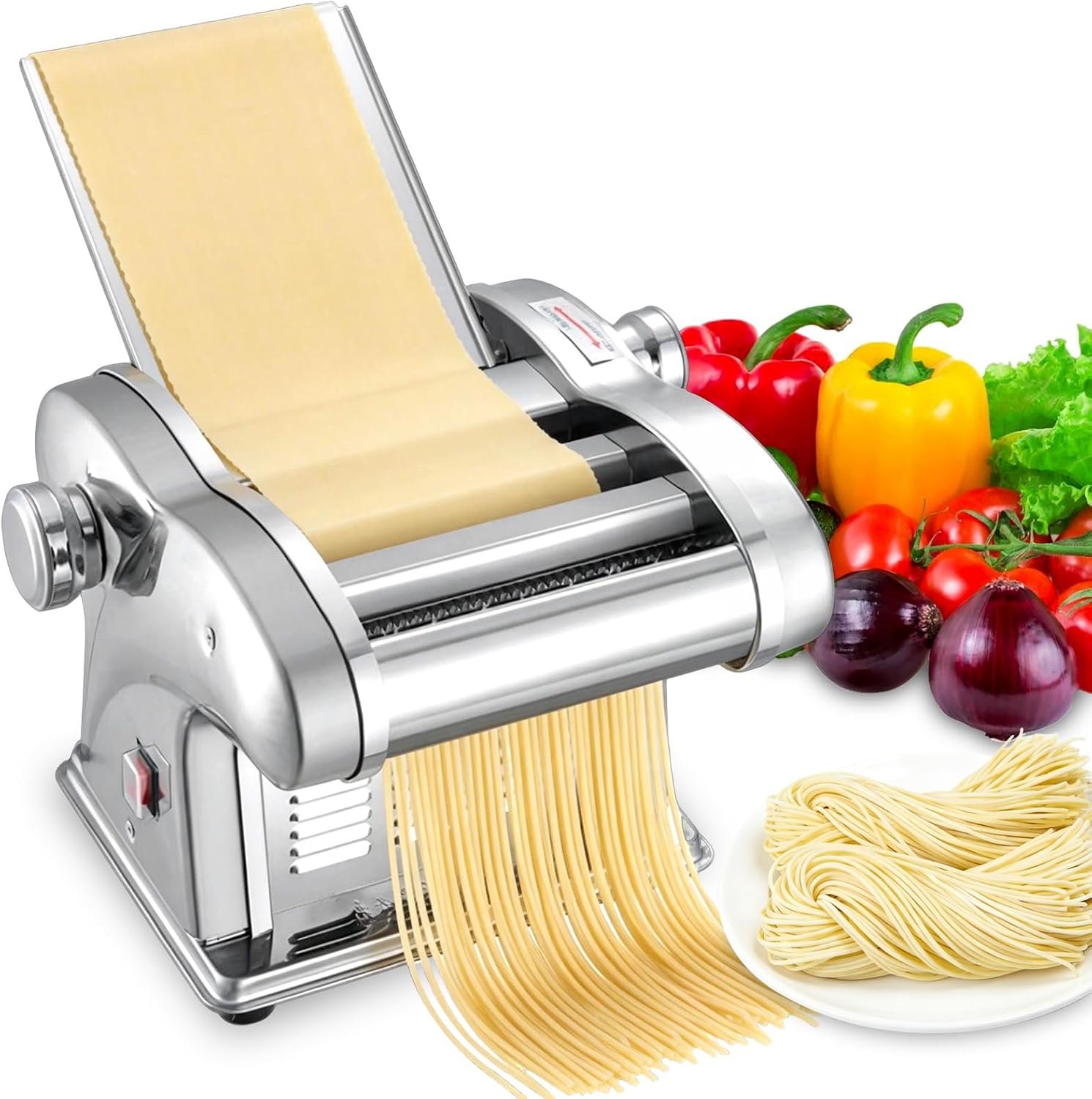 Pasta Maker Machine, 3-in-1 Electric Noodle Maker with Adjustable Thickness, Pasta Roller Machine for Spaghetti, Fettuccine, Lasagna, Dumplings, Perfect for Home Use