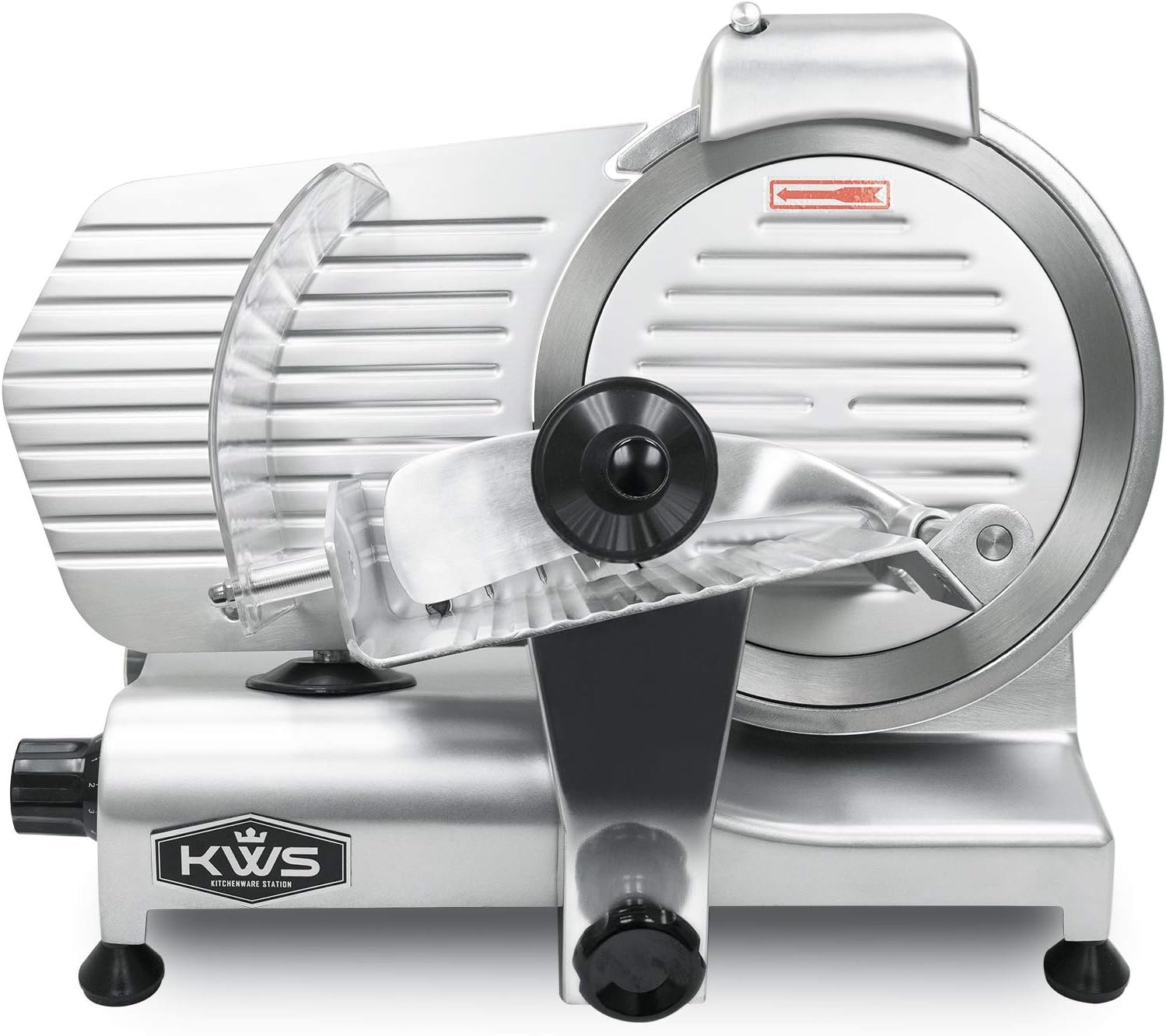 KWS 10NS Commercial 10″ Electric Meat Slicer, 320W High-Torque Motor, Stainless Steel Blade, Deli-Style Thin Slicing, Built-In Sharpener, Heavy-Duty Aluminum Body for Meat, Cheese & Semi-Frozen Foods