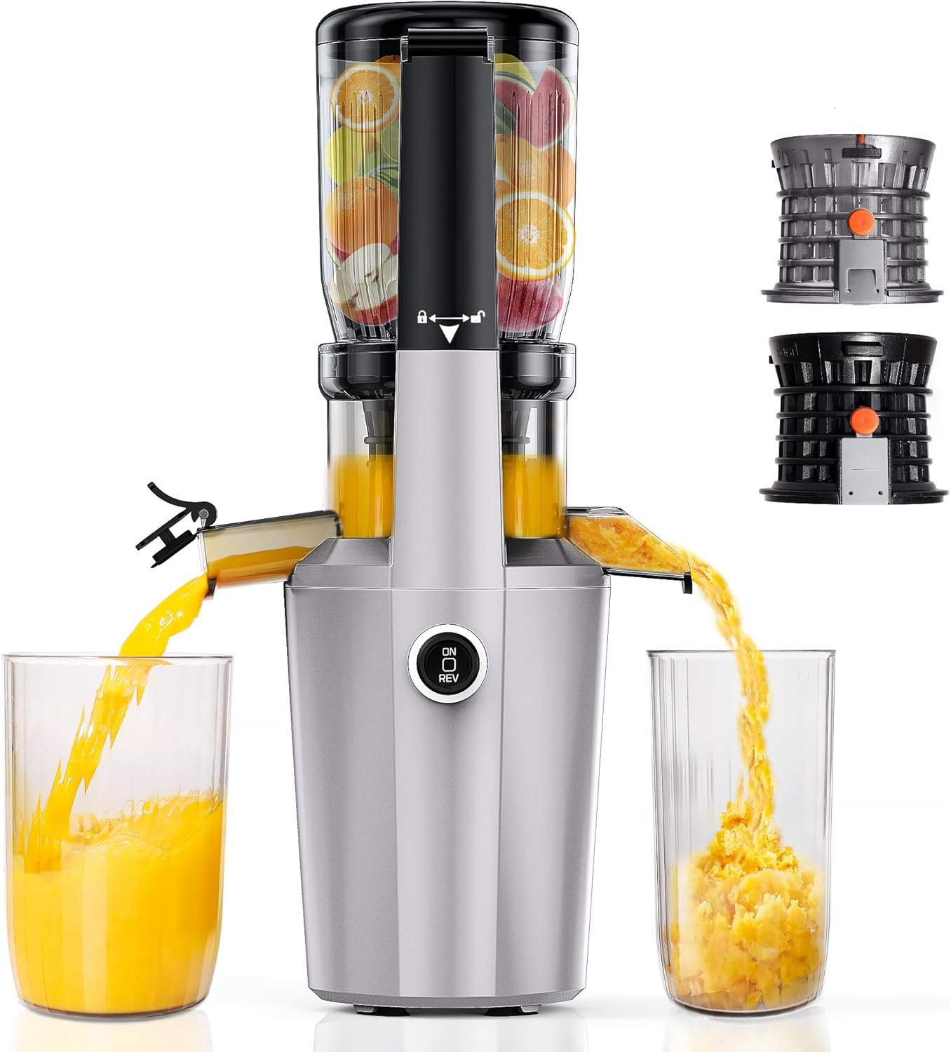 Cold Press Juicer Machine, Slow Masticating Juicer with 96% Yield, Wide Chute for Whole Fruits, Ultra Quiet (