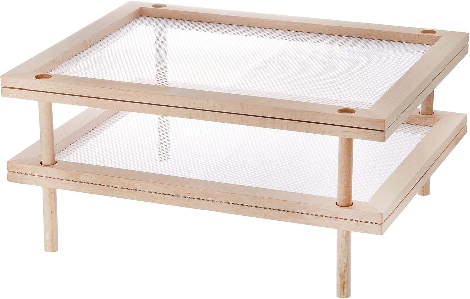 Cedilis Set of 2 Stackable Wood Pasta Herb Drying Rack, Food Dryer Stand with Net for Drying Seeds, Herb, Bud