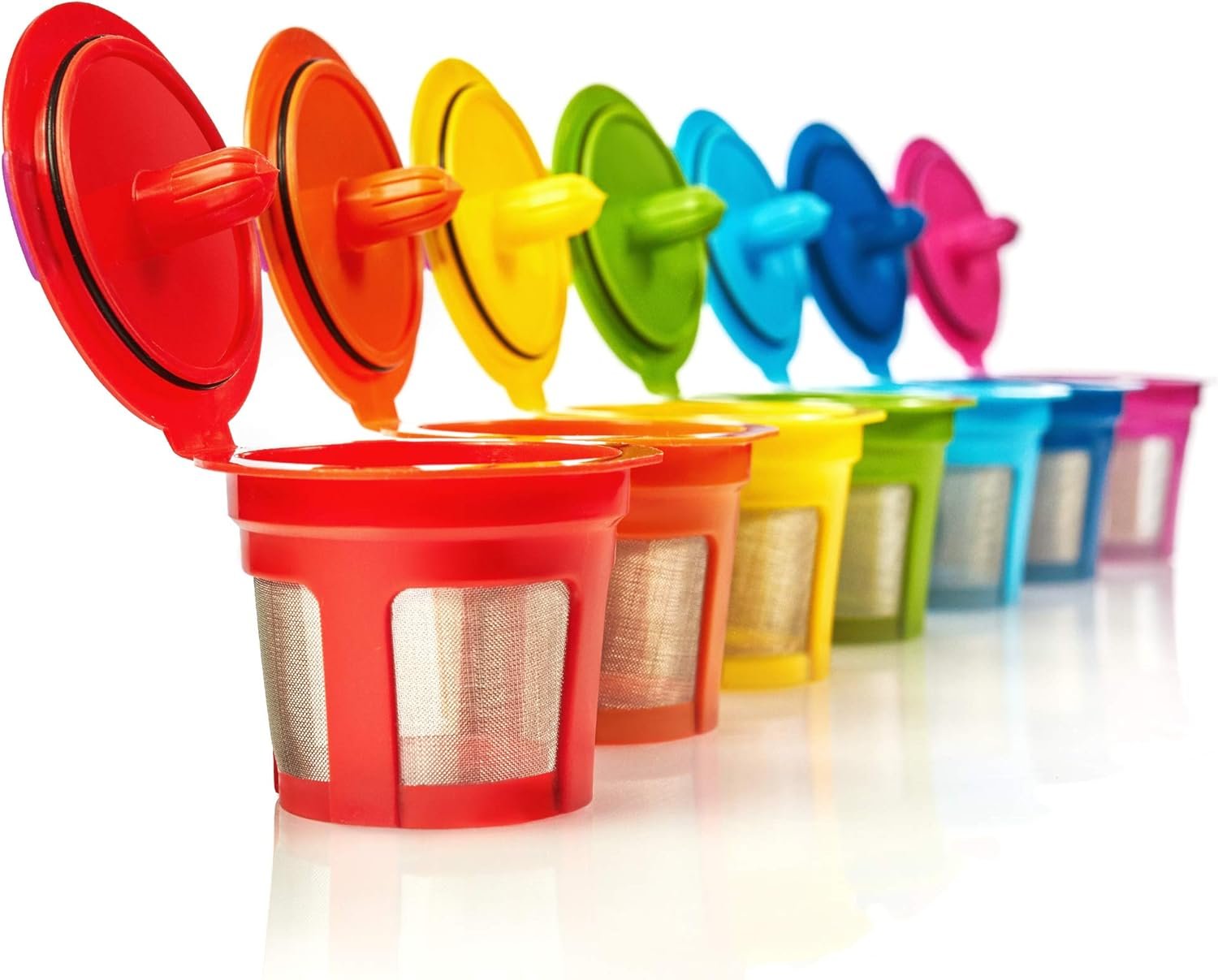 7 Pack Reusable K Cups for Keurig Coffee Makers – BPA-Free Refillable Coffee Pods, 7 Colors – Compatible with Keurig Brewers