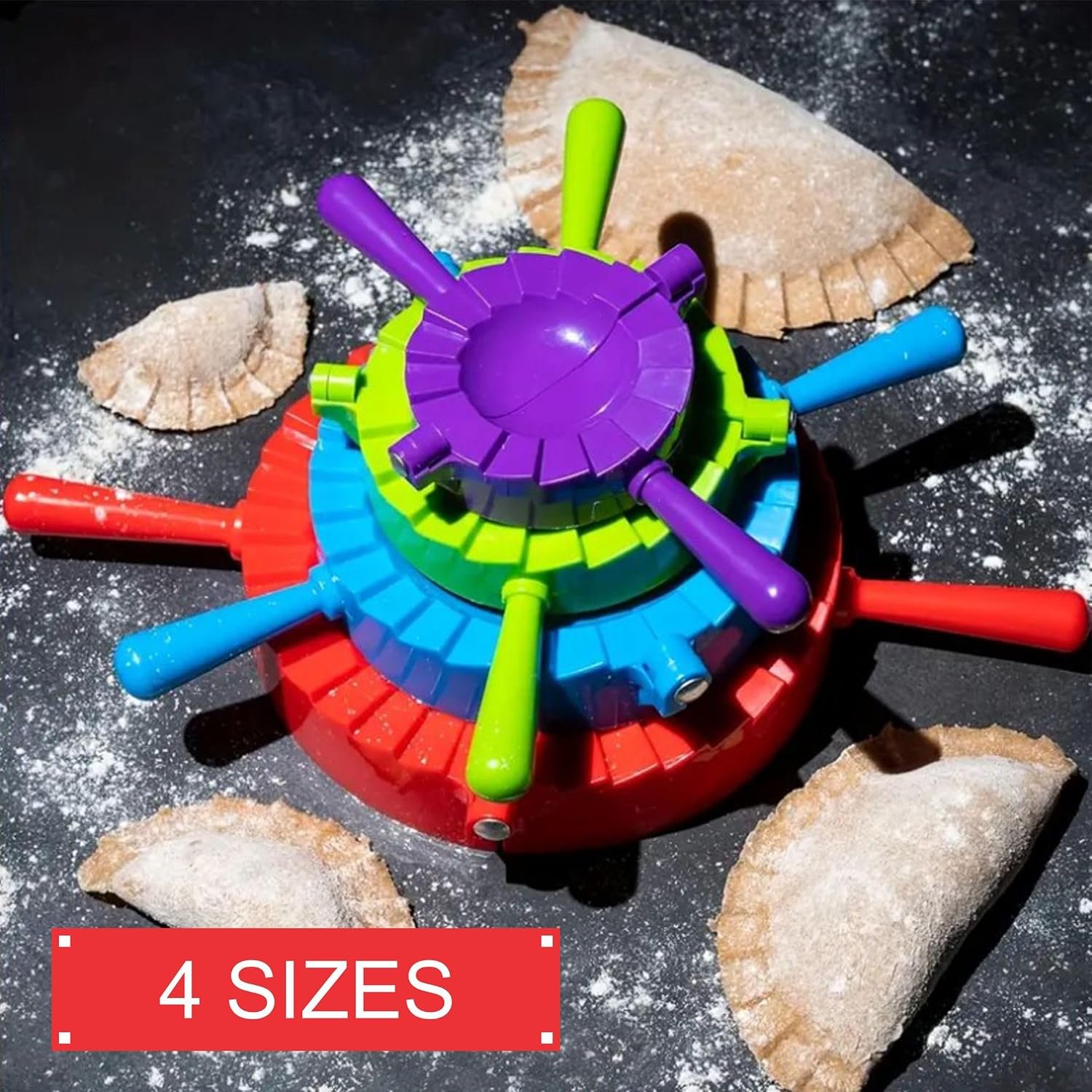 Dumpling Maker Press Mold Set of 4 – Gyoza Pot Pie Maker, Dough Press, Empanada Press 5 inch, Empanada Maker Press 6 inch, Chinese Soup Dumpling, Dumpling Mold, Ravioli, Dumpling potsticker maker