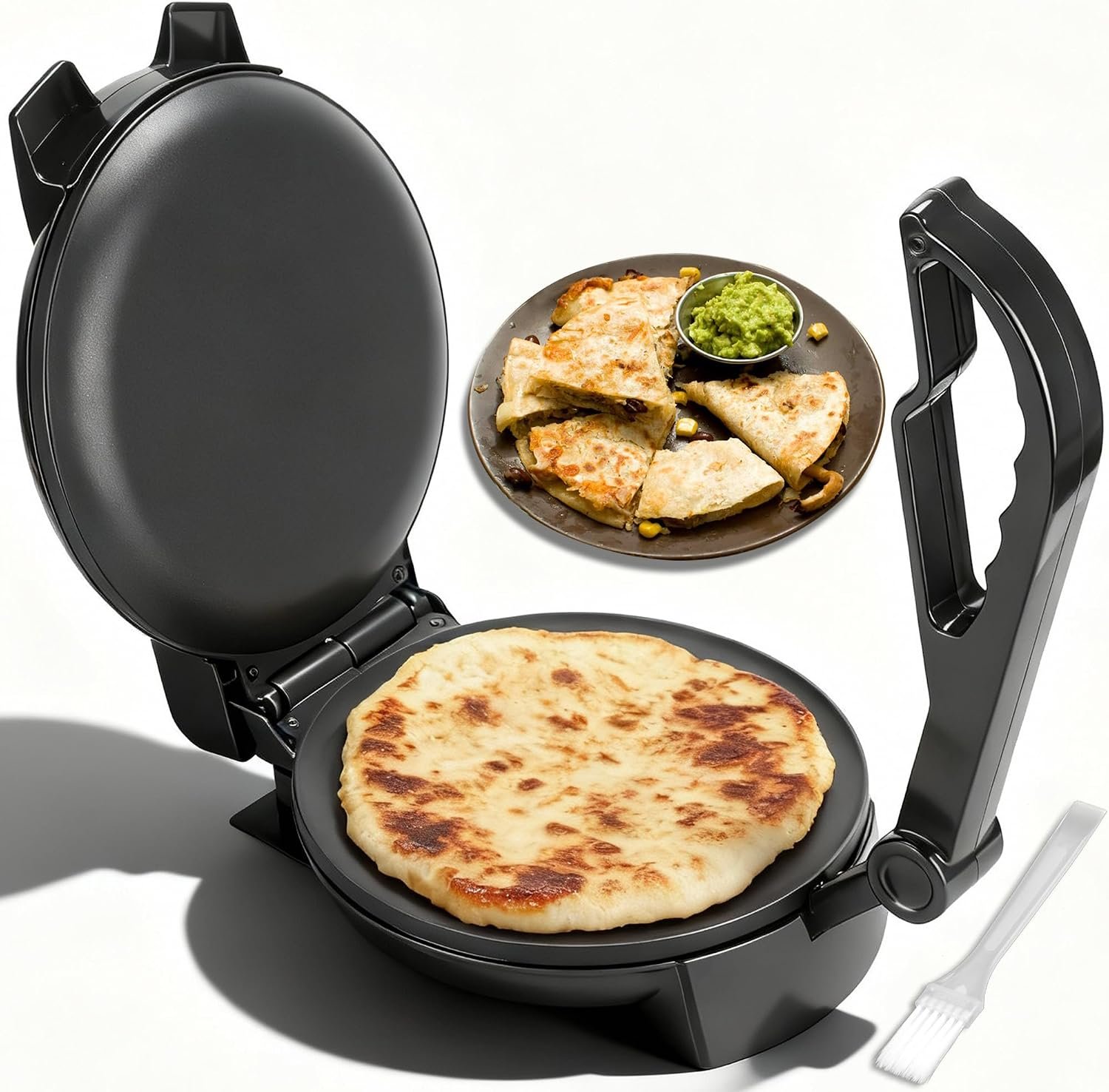 FineMade Compact Roti Maker, 8” Electric Tortilla Maker Machine, Maquina Para Hacer Tortillas, Crepe Maker,Electric Tortilla Press, Prensa Para Tortillas, Recipe Included, Black
