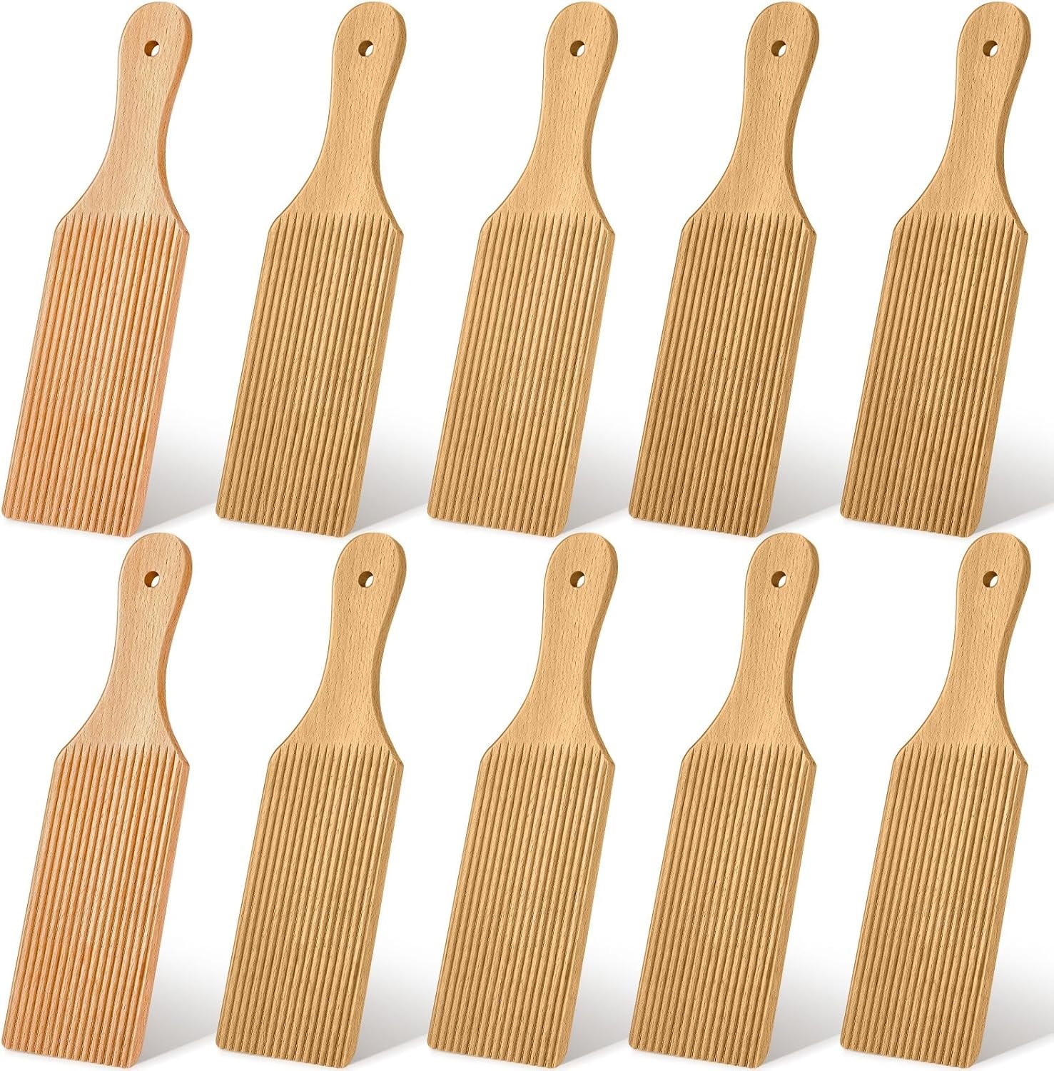 Newtay 10 Pcs Gnocchi Boards, Wooden Pasta Board Butter Paddle for Homemade Making, Easy to Use Pasta Tool for Home Kitchen Traditional Italian Cooking