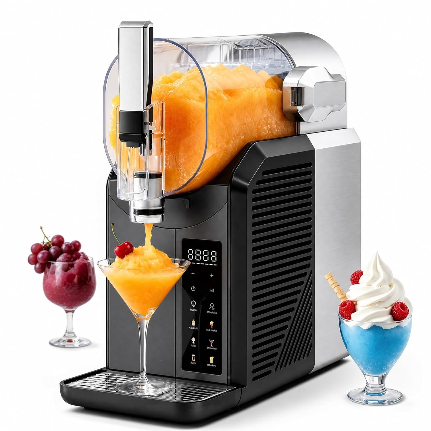 FAB&DELUXE Slushie Machine, 2L/68oz & Slushy Machine for Home | 6-Preset, No Ice Needed, Self-Cleaning, Commercial Frozen Drink Machine for Cold Drink, Margaritas, Frappés, Milk Shake