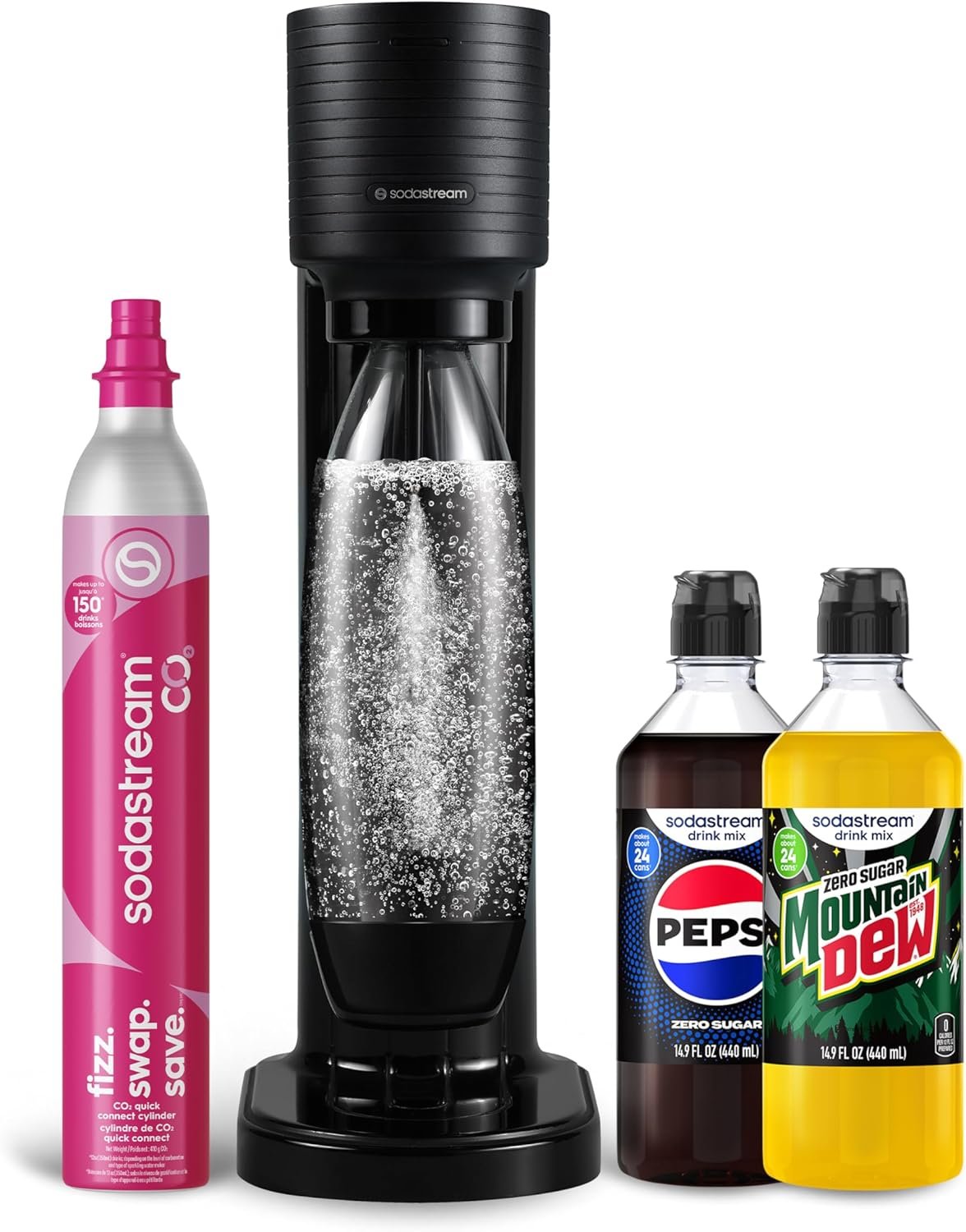 SodaStream Gaia Sparkling Water Maker Bundle, Black