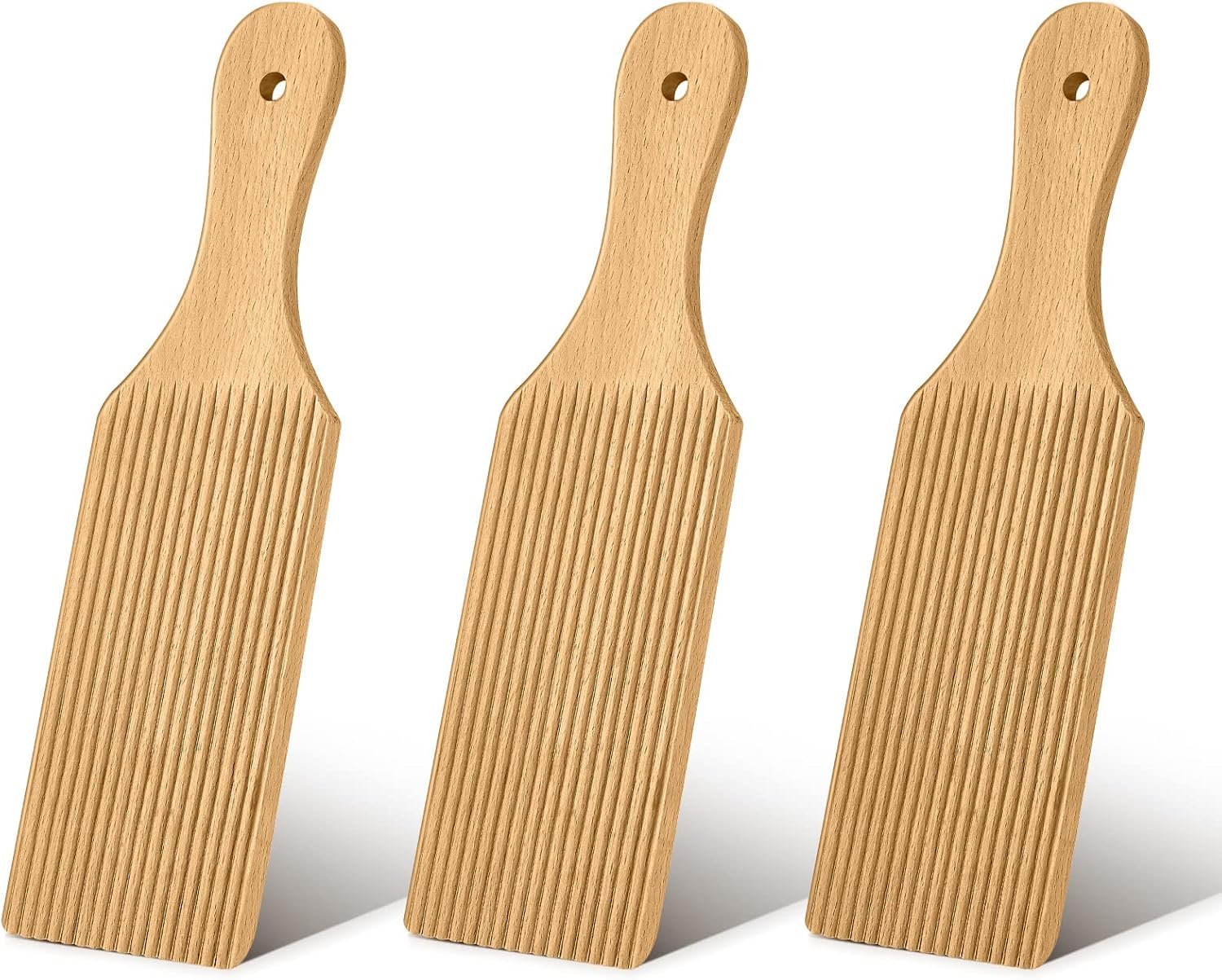 Newtay 3 Pcs Gnocchi Boards, Wooden Pasta Board Butter Paddle for Homemade Making, Easy to Use Pasta Tool for Home Kitchen Traditional Italian Cooking