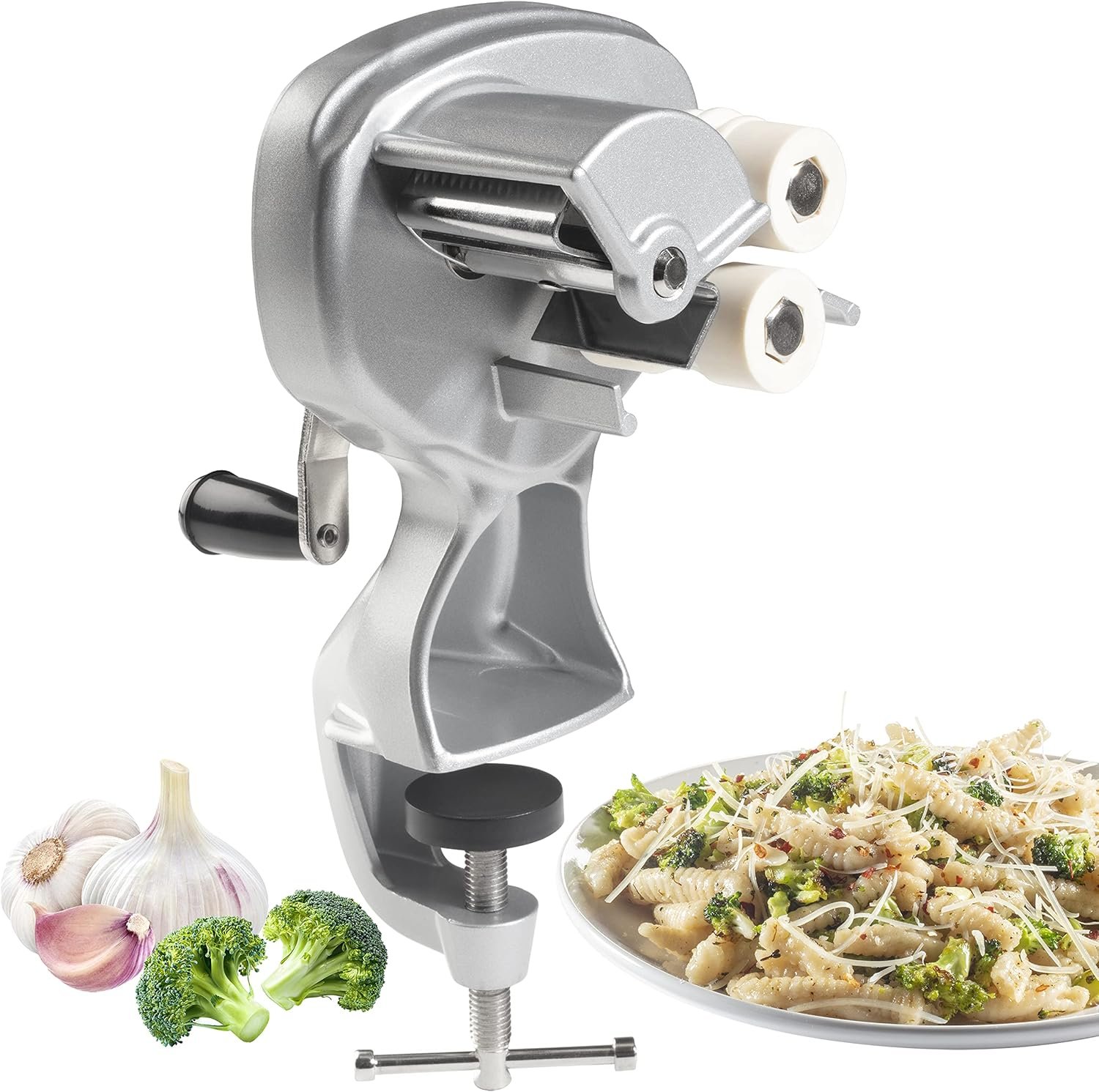 Cavatelli Maker Machine w Easy to Clean Rollers – Makes Authentic Gnocchi, Pasta Seashells & More – Precision Cutter & Recipes Included, Homemade Pasta Set is Great for Italian Cooking or Kitchen Gift