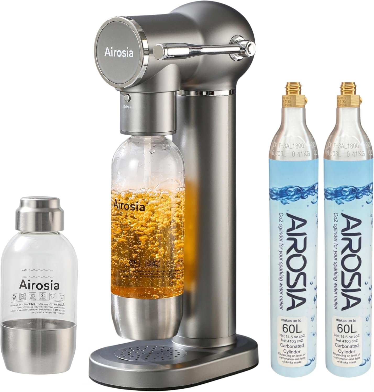 Multi-function Sparkling Water Maker,Carbonates Any Drink – Make Sparkling Soda & Fruit Drinks at Home, Sparkling Water Carbonator with 1L+0.5L BPA Free Bottles (Two CO2 Carbonator)