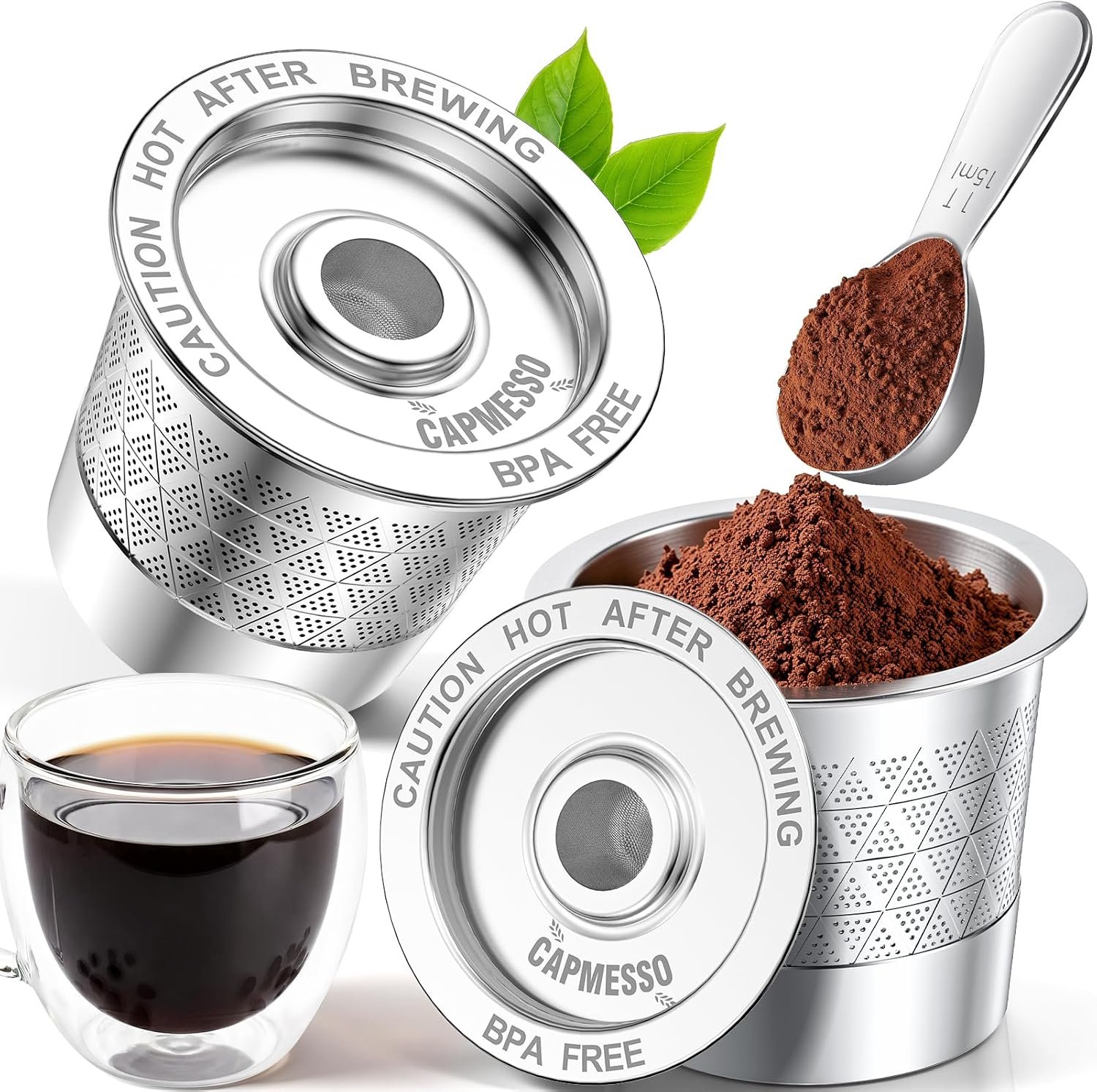 CAPMESSO Reusable K Cups for Keurig: NO Grit Stainless Steel Coffee Pod for Keurig 1.0 Coffee Machine – Dual-Mesh Filter for Richer Coffee Tea,BPA Free, No Plastic,Easy to Clean,Scoop & Brush (2 Pack)