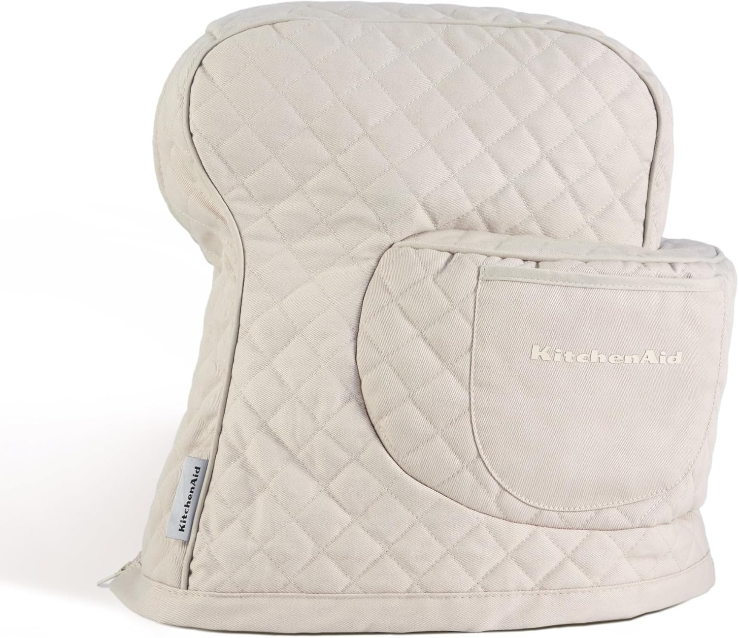 KITCHENAID Fitted Tilt-Head Stand Mixer Cover with Storage Pocket, Quilted 100% Cotton,14.4″x18″x10″, Milkshake