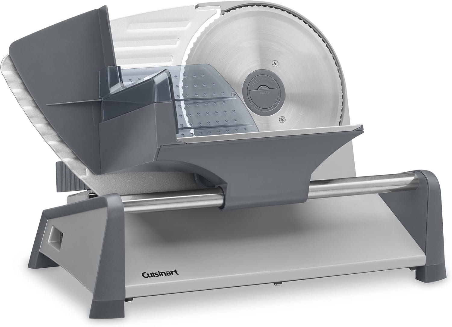Cuisinart Kitchen Pro Food Slicer, Meat Slicer with Slice Control Knob Adjusts from 1/32″ to 1/2″ to Slice Bread, Roasts, and Firm Cheeses, Removable 7.5″ Stainless Steel Cutting Blade, FS-75, Gray