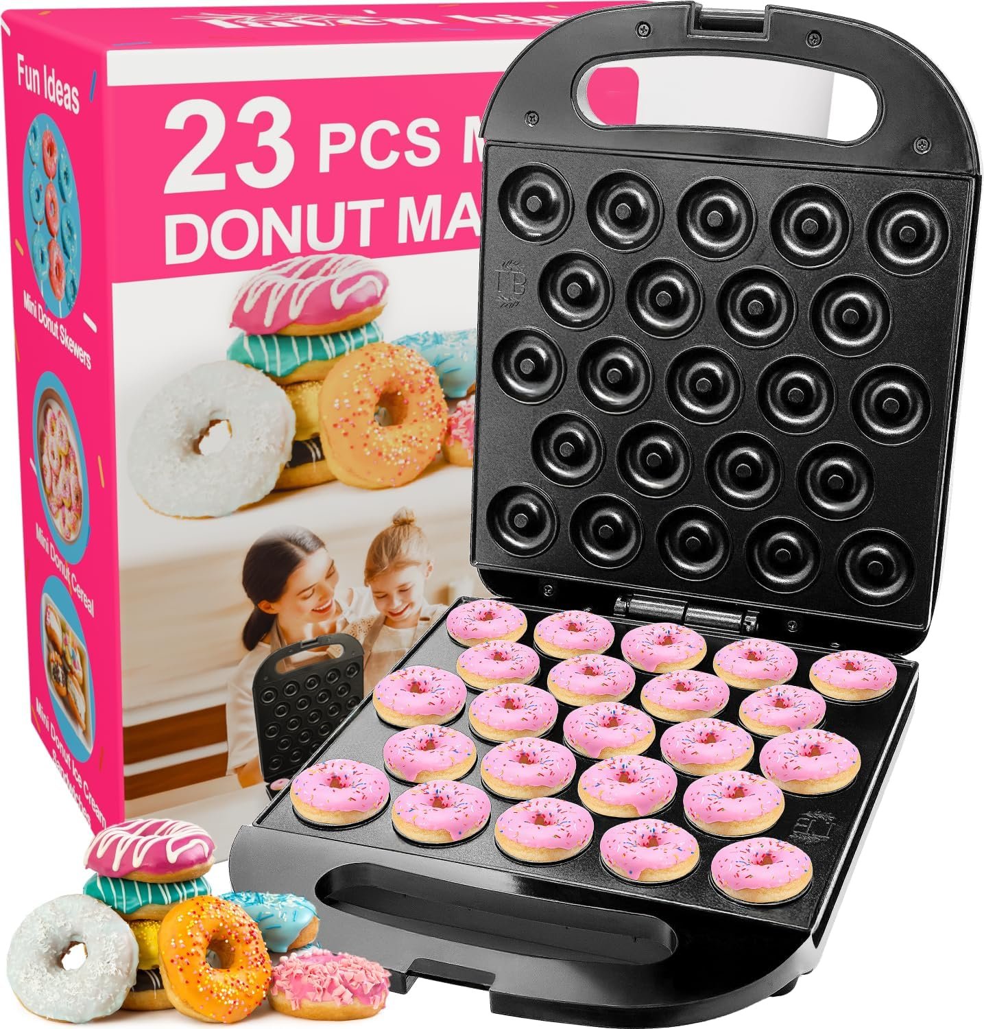 23 Mini Donut Maker Machine – Electric Donut Maker, Non-Stick, Fast Heating, Easy to Use for Home and Restaurants, Perfect for Breakfast, Snacks, Kids Parties, Gift Idea – Makes 23 Doughnuts at Once