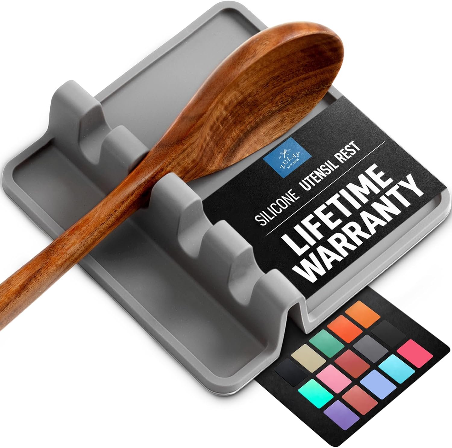 Zulay Kitchen Spoon Rest for Multiple Utensils High Heat-Resistant Silicone Drip Pad, BPA-Free Spoon Holder for Stove Top, Kitchen Gadget Holder for Ladles, Tongs, Cooking Spatula – Makes Great Gift